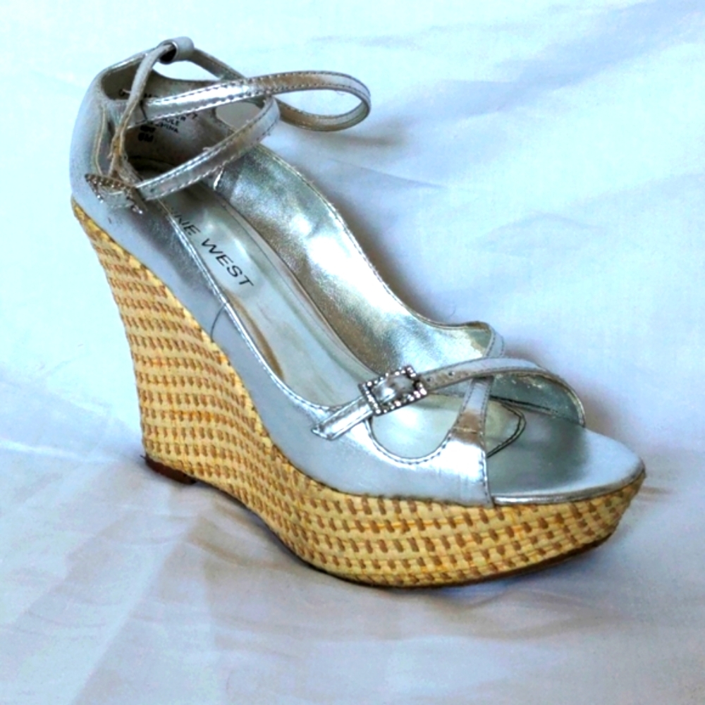 Nine West Cross Strappy Wedge Platform Heels